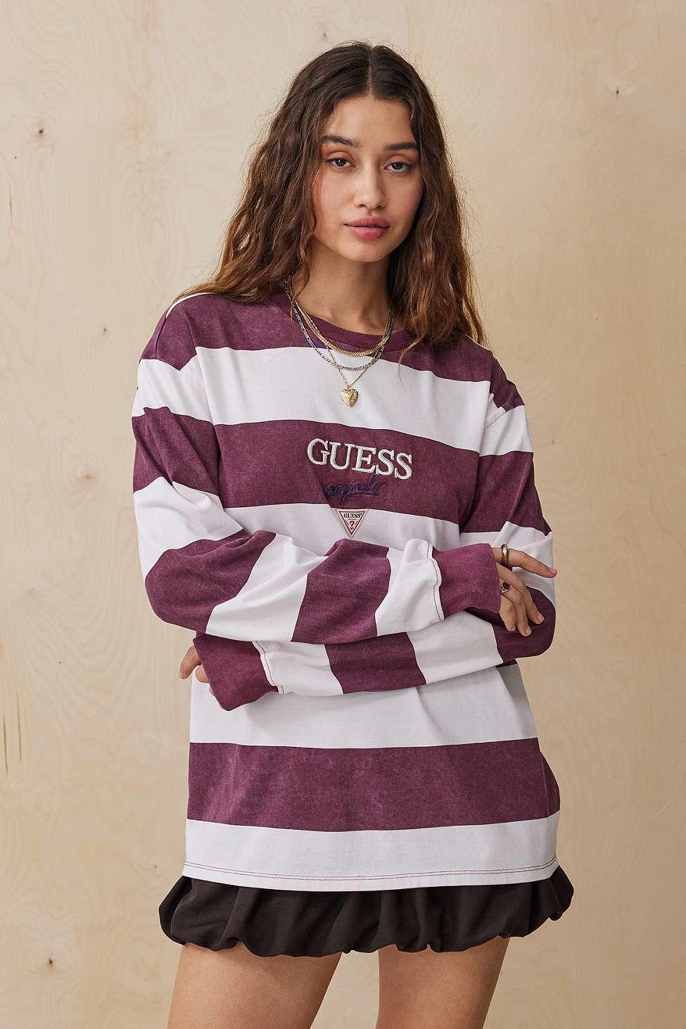 Pink striped guess shirt online