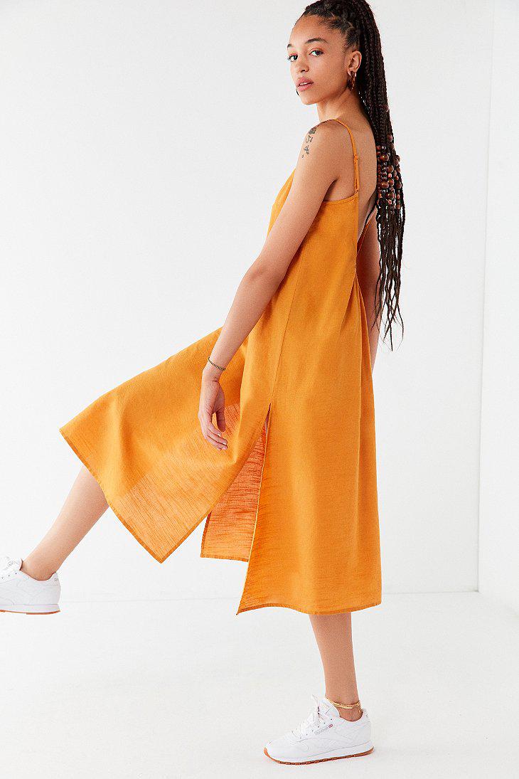 linen backless dress