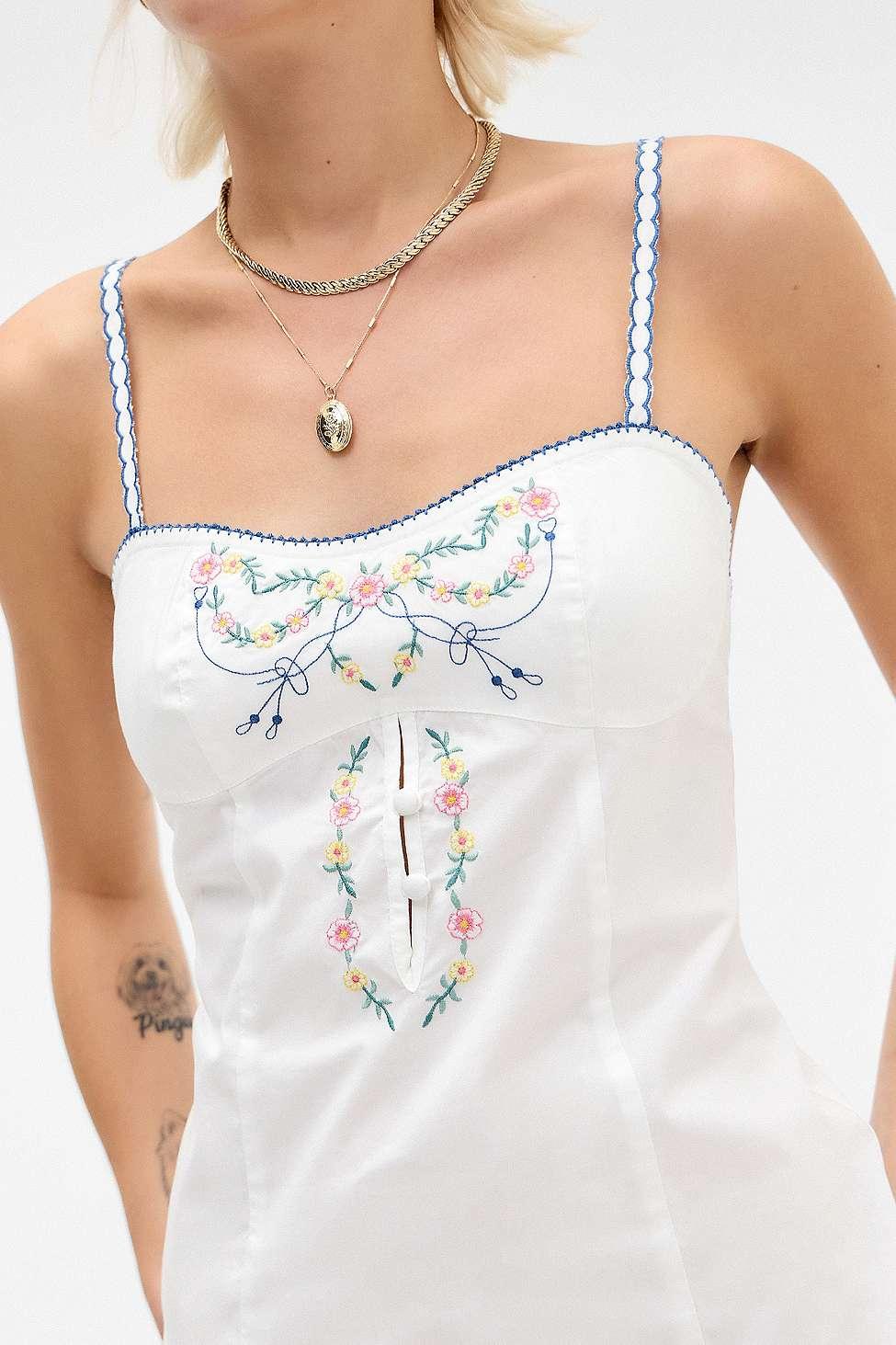 kimchi blue embroidered mini dress Kimchi Blue Petit Fours Fit And Flare Satin Mini Dress