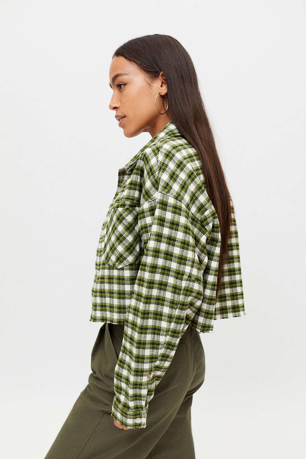 BDG Claire Cropped Flannel Shirt Jacket 