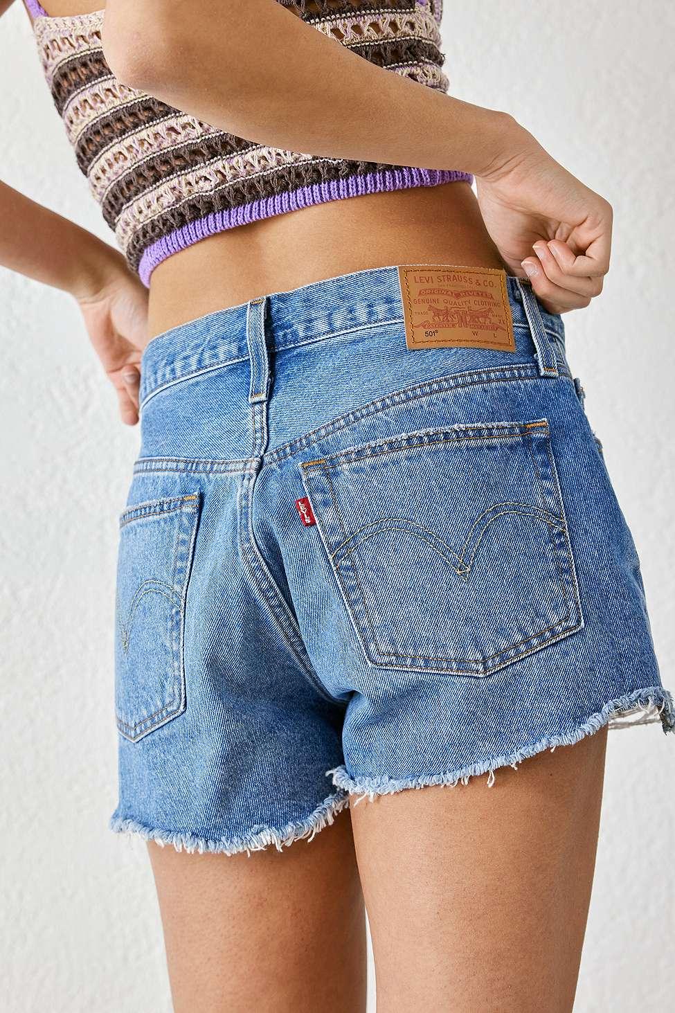 Levi's 501 Athens Mid-wash High-waisted Denim Shorts in Blue | Lyst UK