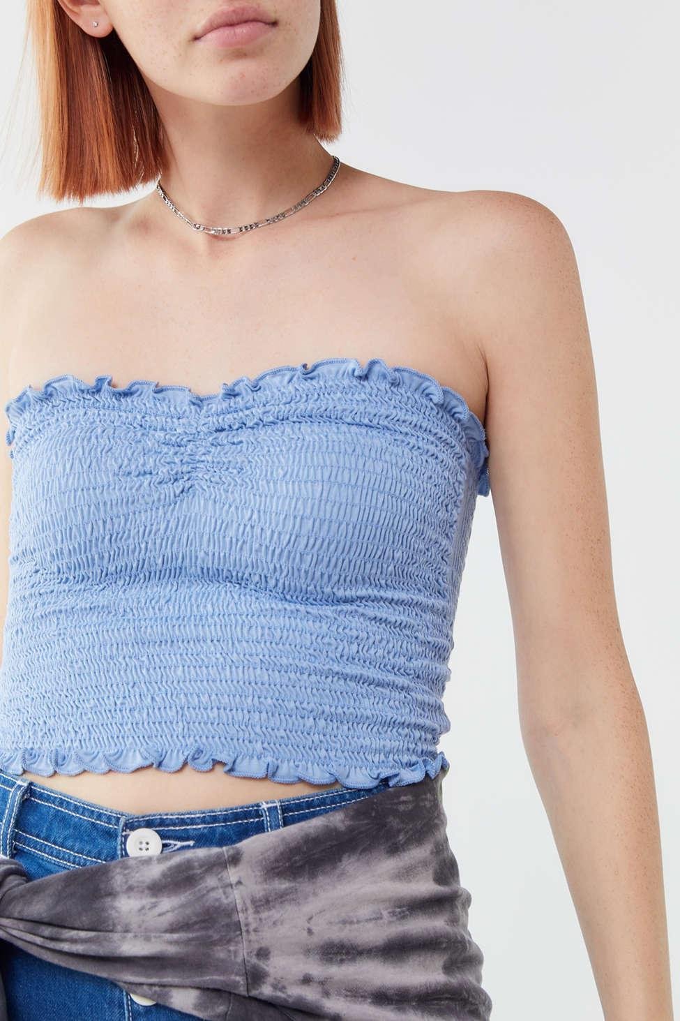 Lyst - Urban Outfitters Uo Cami Smocked Cropped Tube Top in Blue