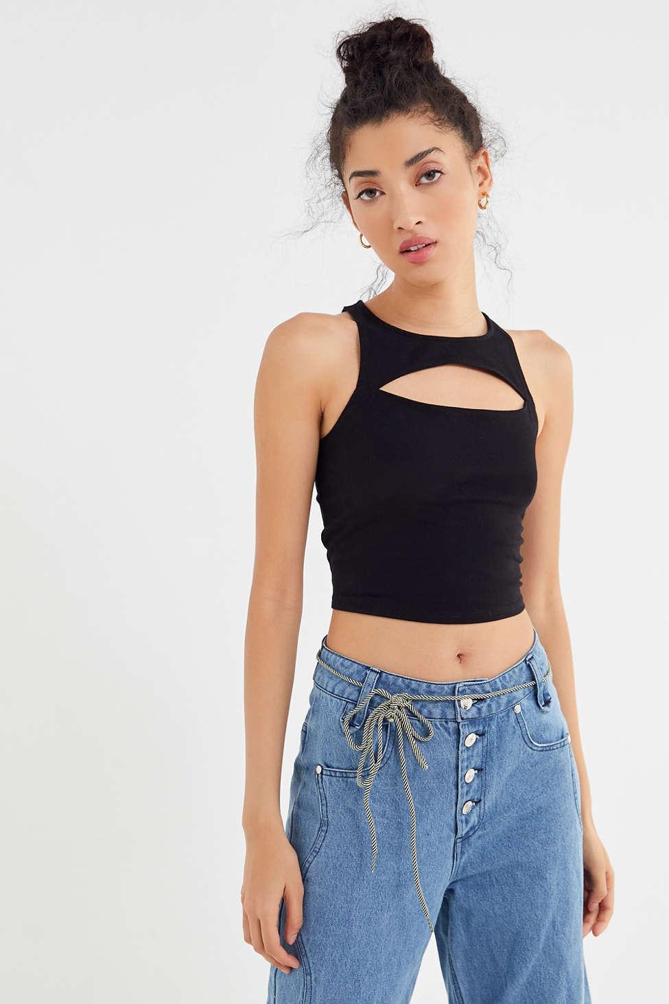 black cut out tank top