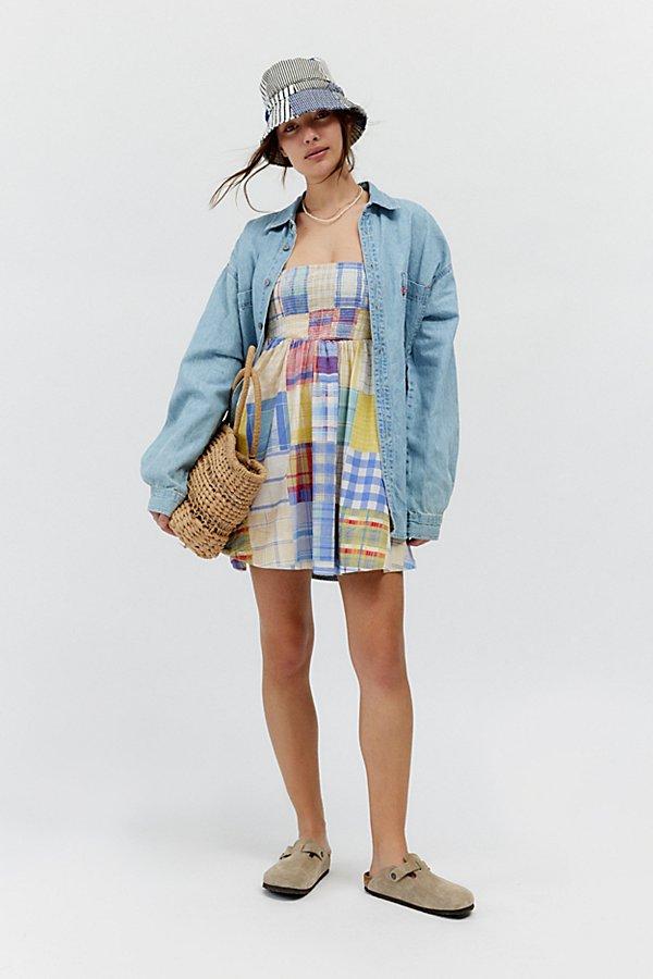 bdg juliana smocked mini dress BDG Juliana Smocked Mini Dress in Blue