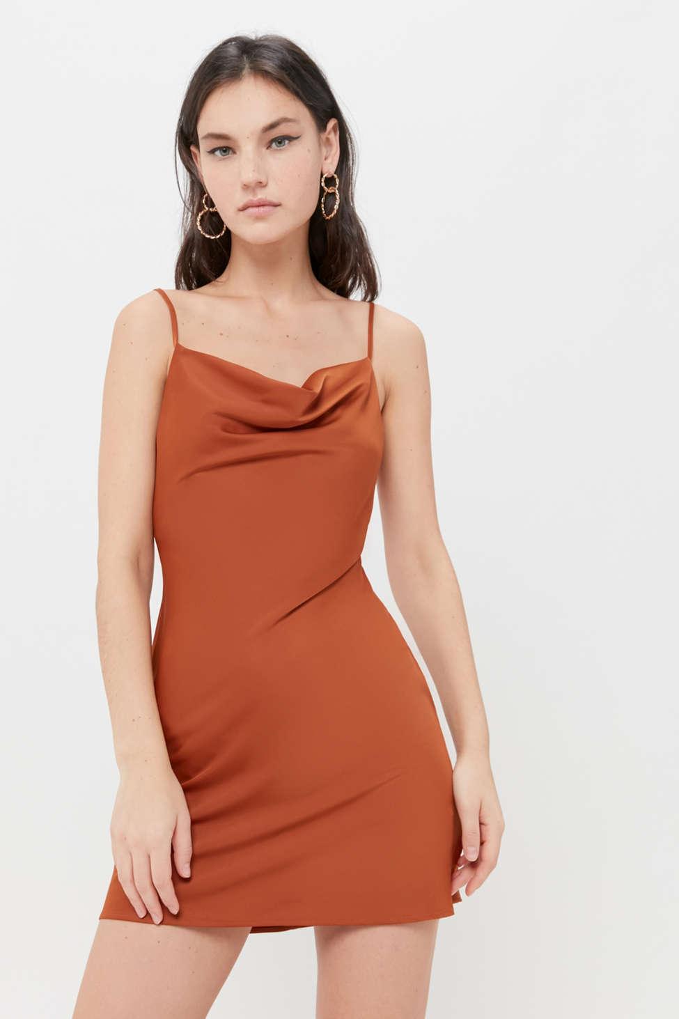 uo mallory cowl neck slip dress