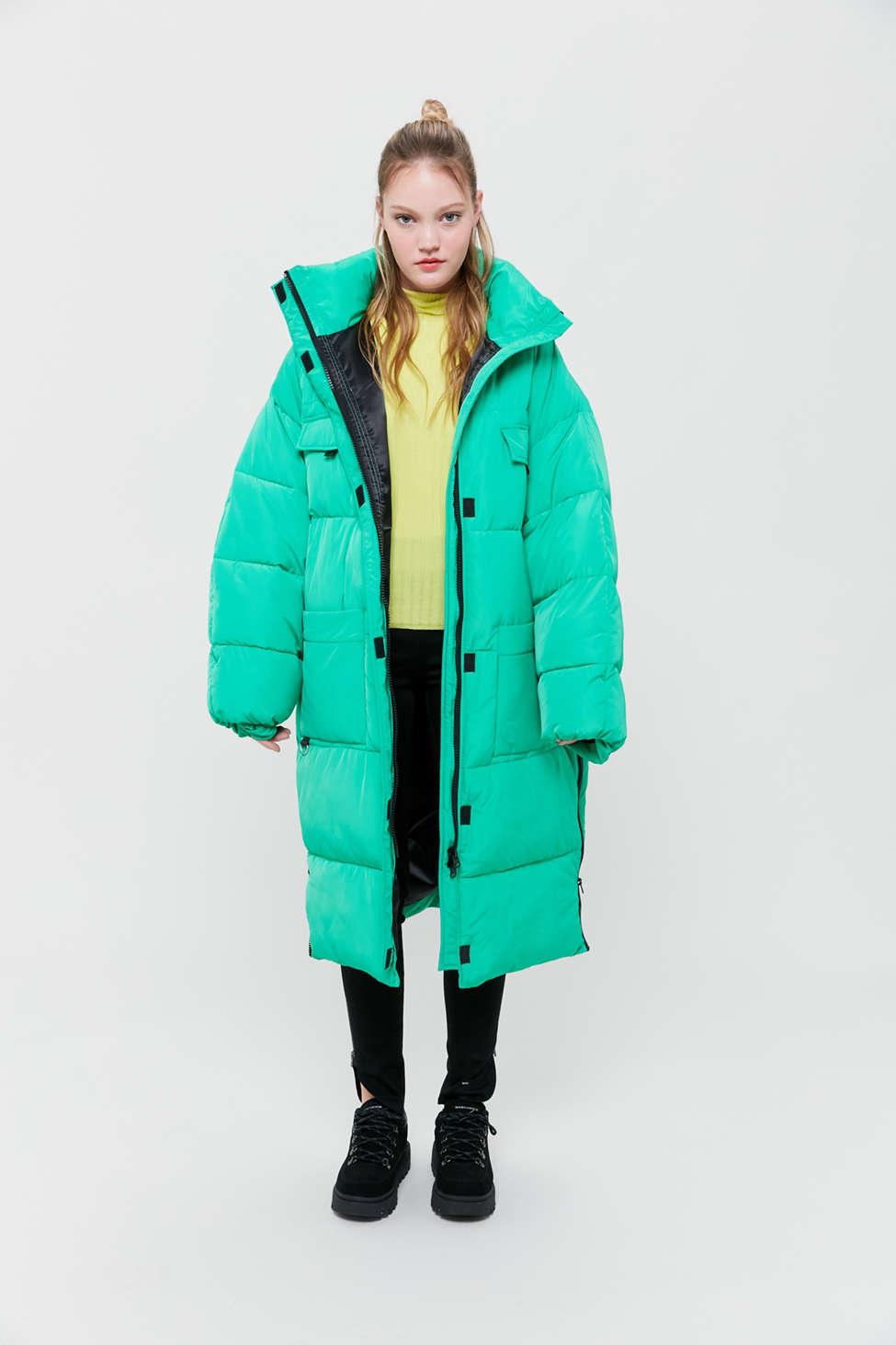 uo green puffer jacket