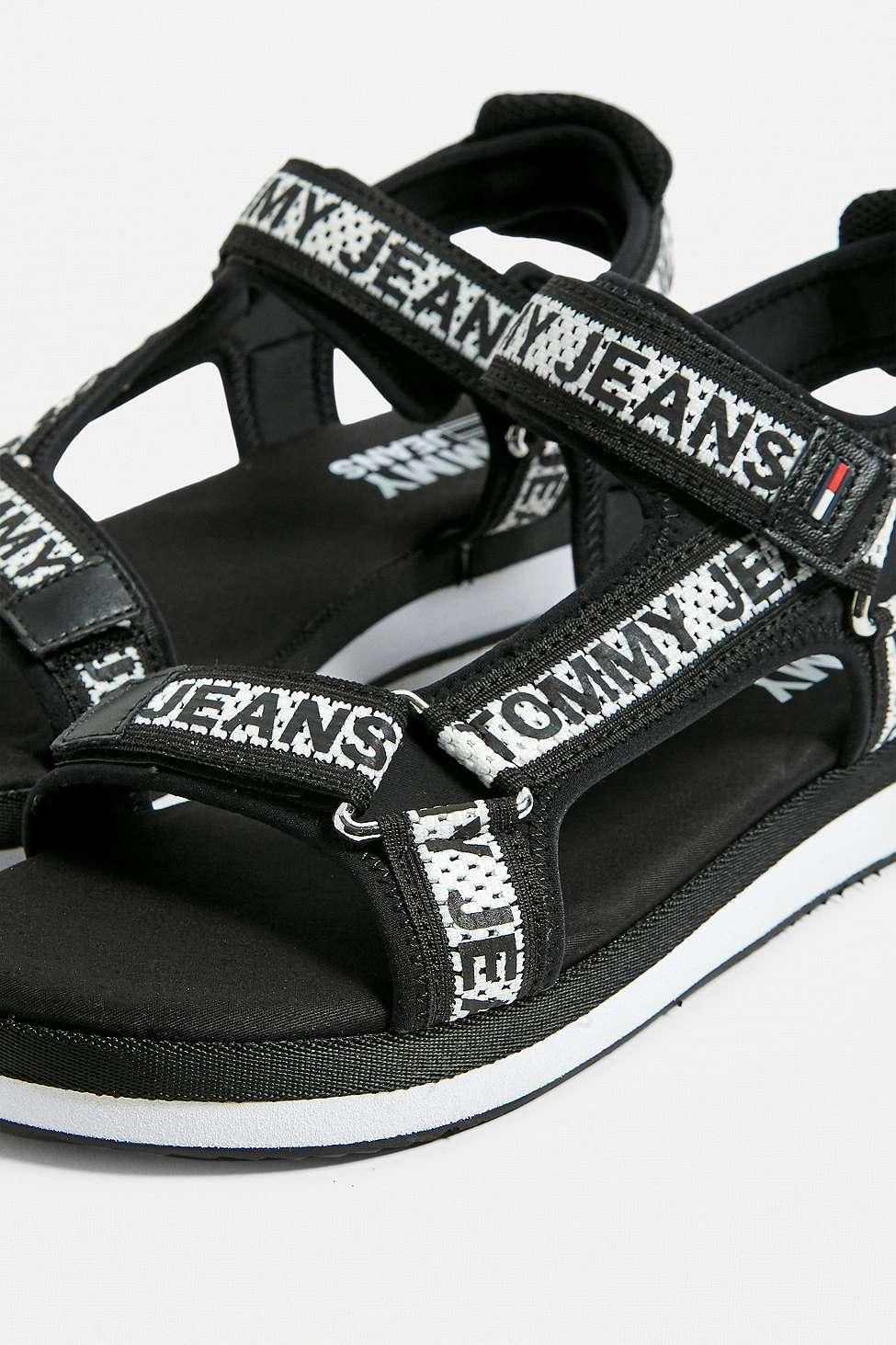 tommy jeans mesh web strappy sandals women's