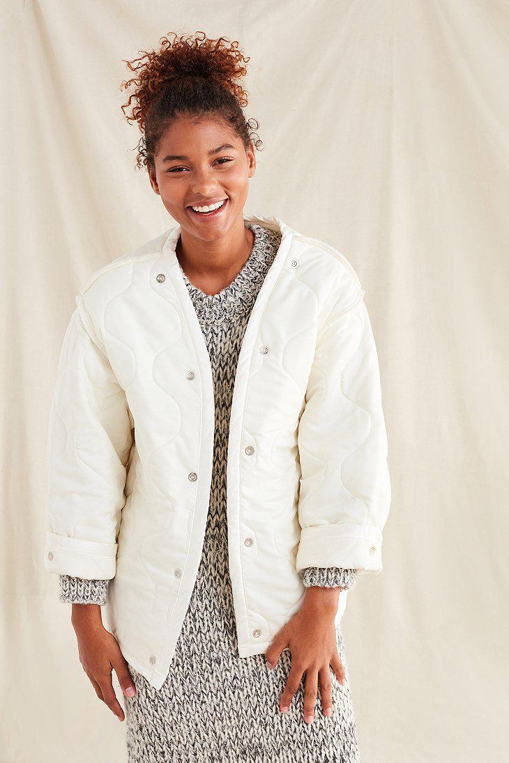 Urban Outfitters Vintage Oversized Quilted Liner Jacket in White