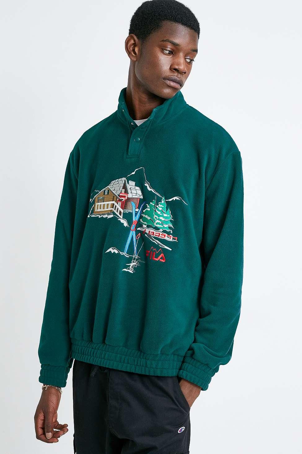 green fleece sweatshirt