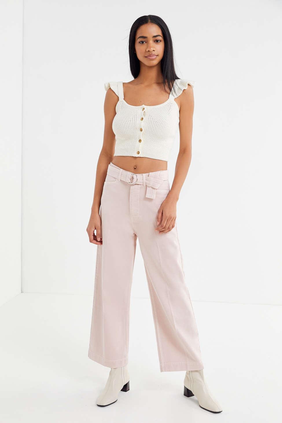 BDG Cotton Belted Wide Leg Flood Jean 