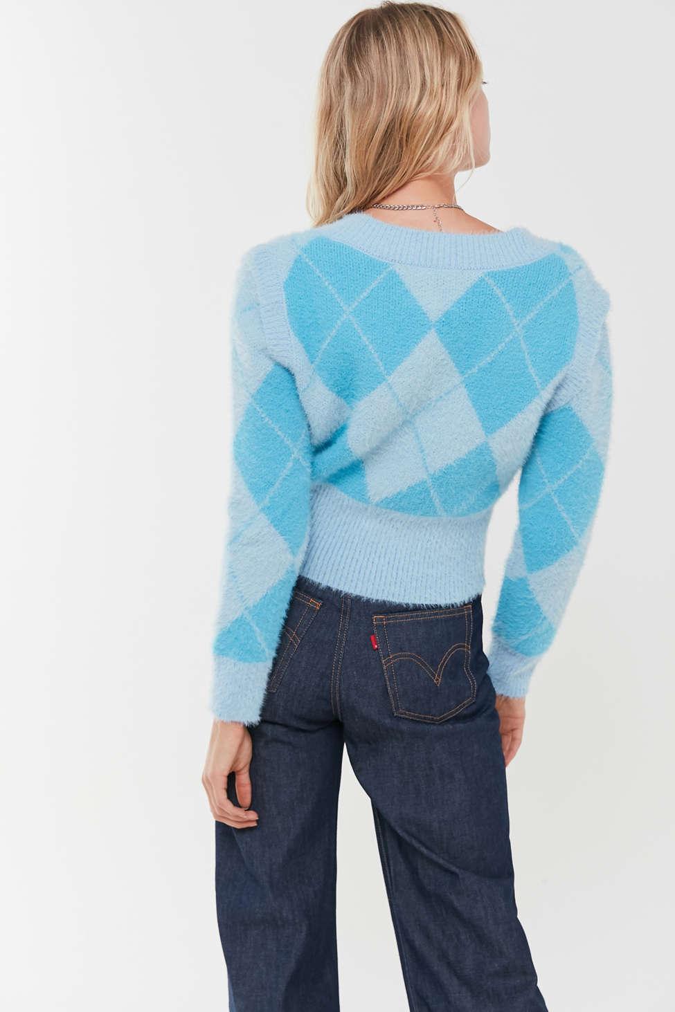 House Of Sunny Argyle Convertible Sweater in Blue - Lyst