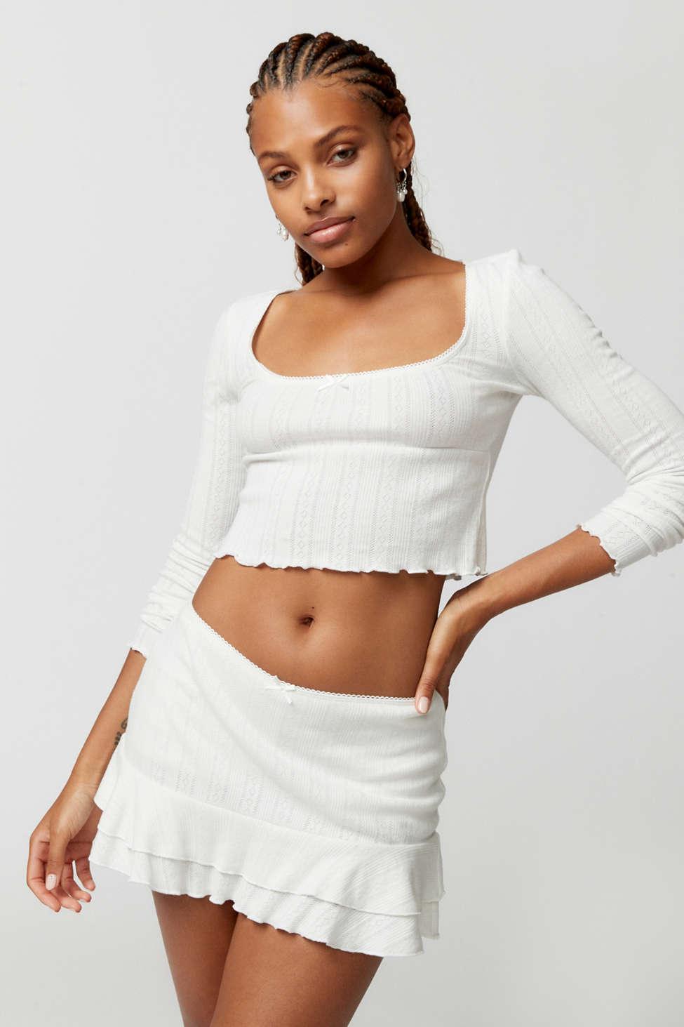 Out From Under Sleepless Nights Pointelle Mini Skort in White | Lyst