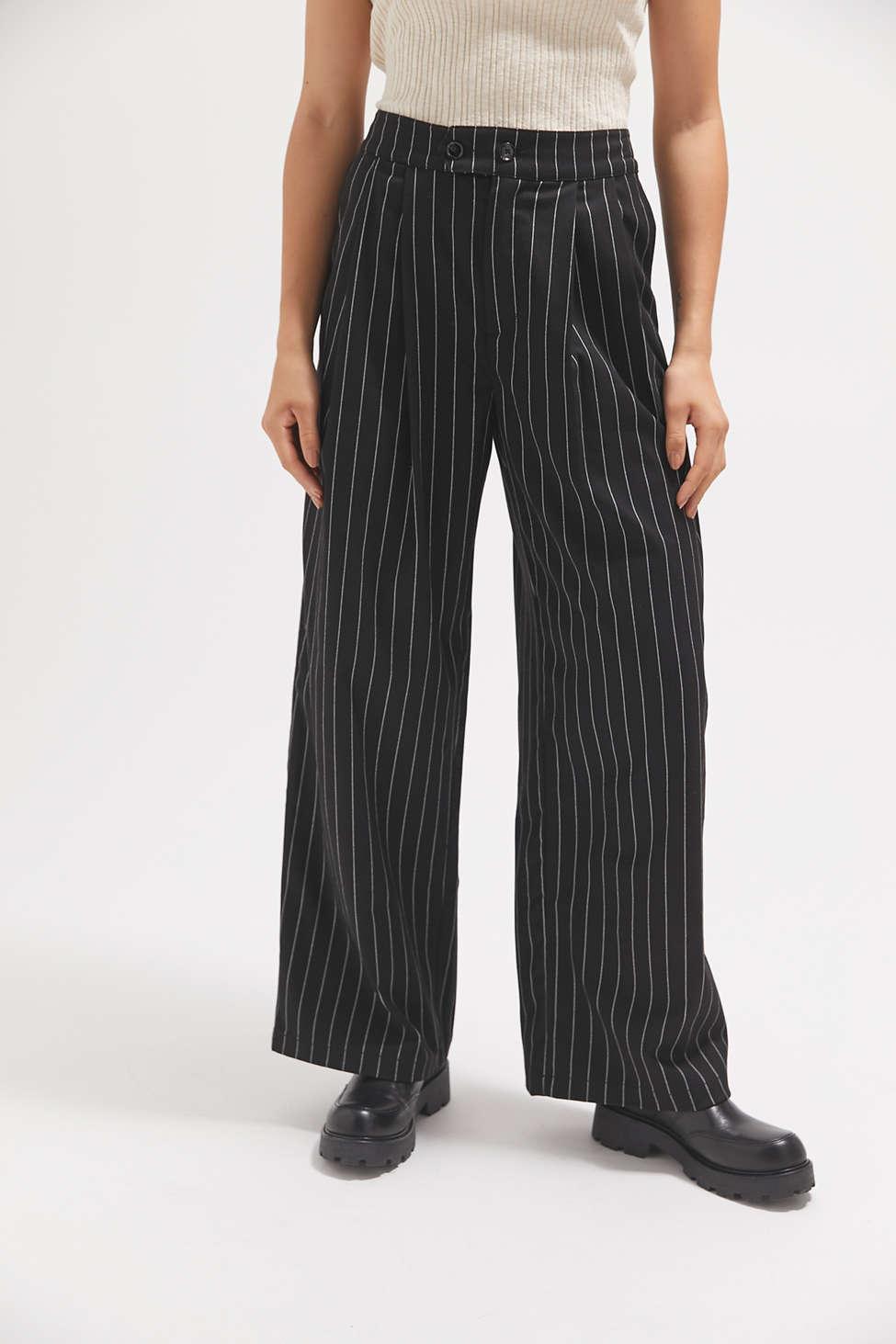 Urban Outfitters Uo Martha Pinstripe Pleated High-waisted Trouser Pant ...
