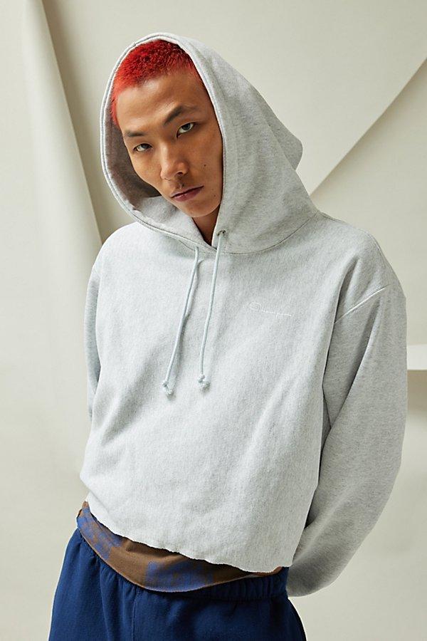 Champion Uo Exclusive Reverse Weave Cutoff Hoodie Sweatshirt in Gray for Men Lyst
