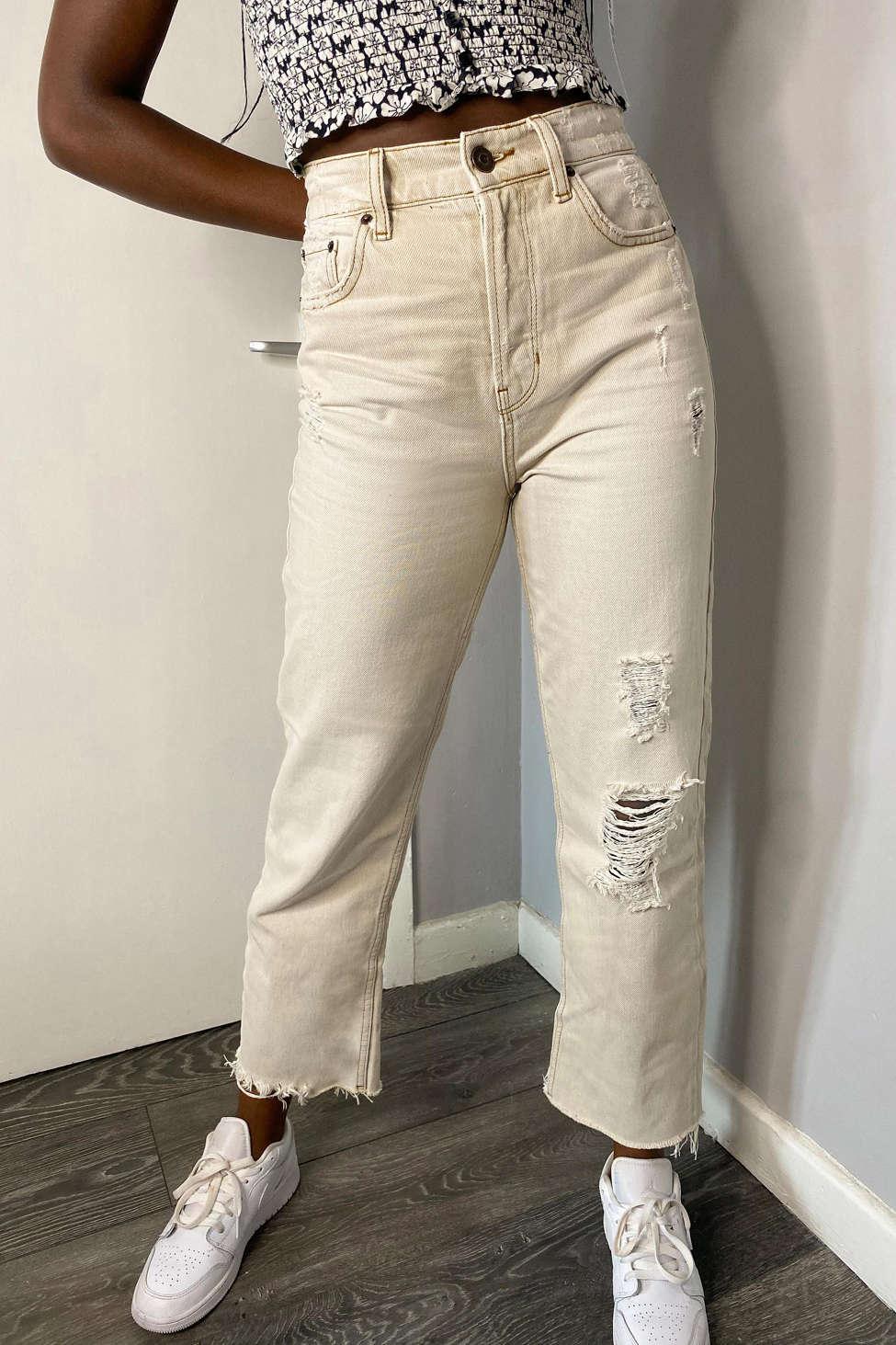 BDG Denim Pax Beige Ripped Straight Leg 