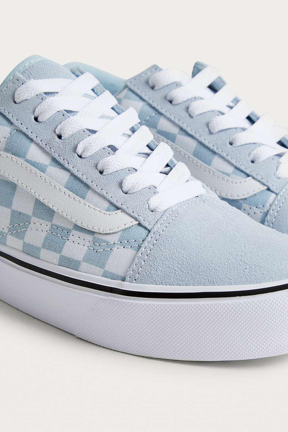 Vans Leather Old Skool Light Blue Checkerboard Trainers - Lyst