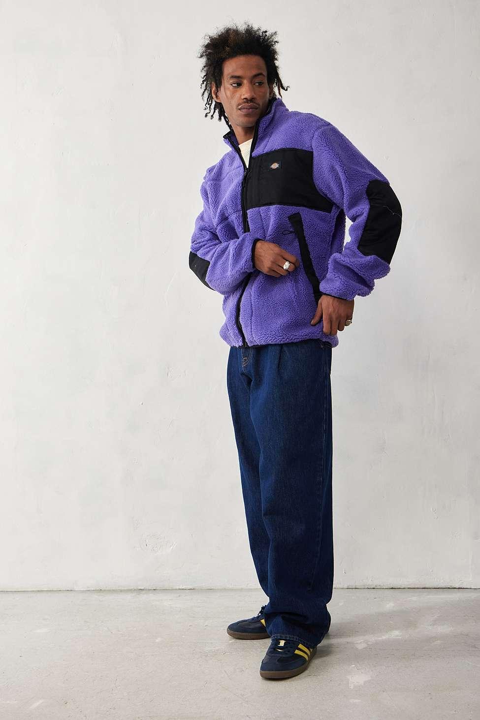 Dickies Uo Exclusive Corsican Blue Sherpa Fleece Jacket in Purple