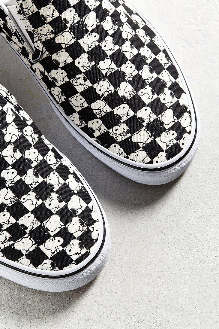 Vans Cotton X Peanuts Classic Slip-on Snoopy Checkerboard Sneaker in Black  for Men - Lyst
