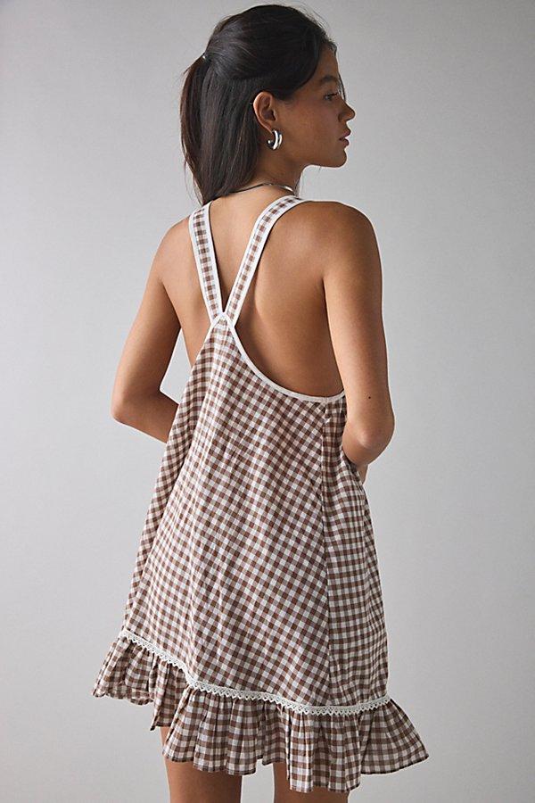 white christmas dresses Tivata Mini Dress in Blue Flower Gingham , V Neck , Zip Up main image 1