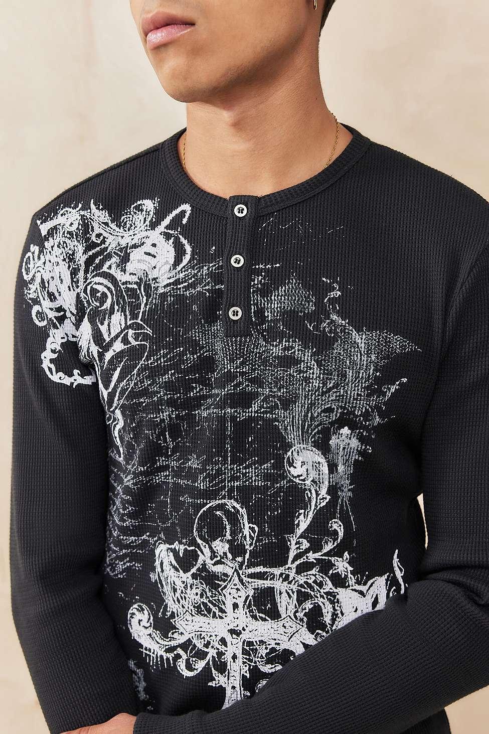 Jaded London Anointed Black Waffle Henley Tee for Men | Lyst UK
