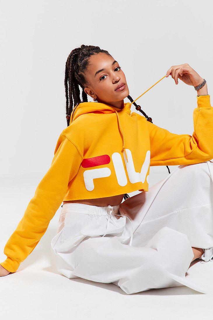 Fila Synthetic Fila + Uo Cropped Hoodie Sweatshirt in Yellow - Lyst