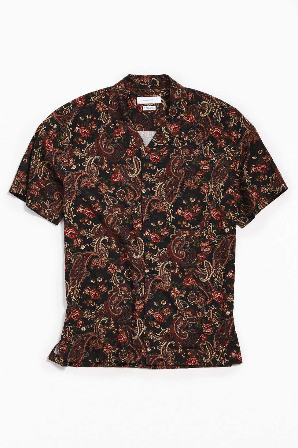 Urban Outfitters Uo Ornate Paisley Rayon Short Sleeve Button-down Shirt for  Men
