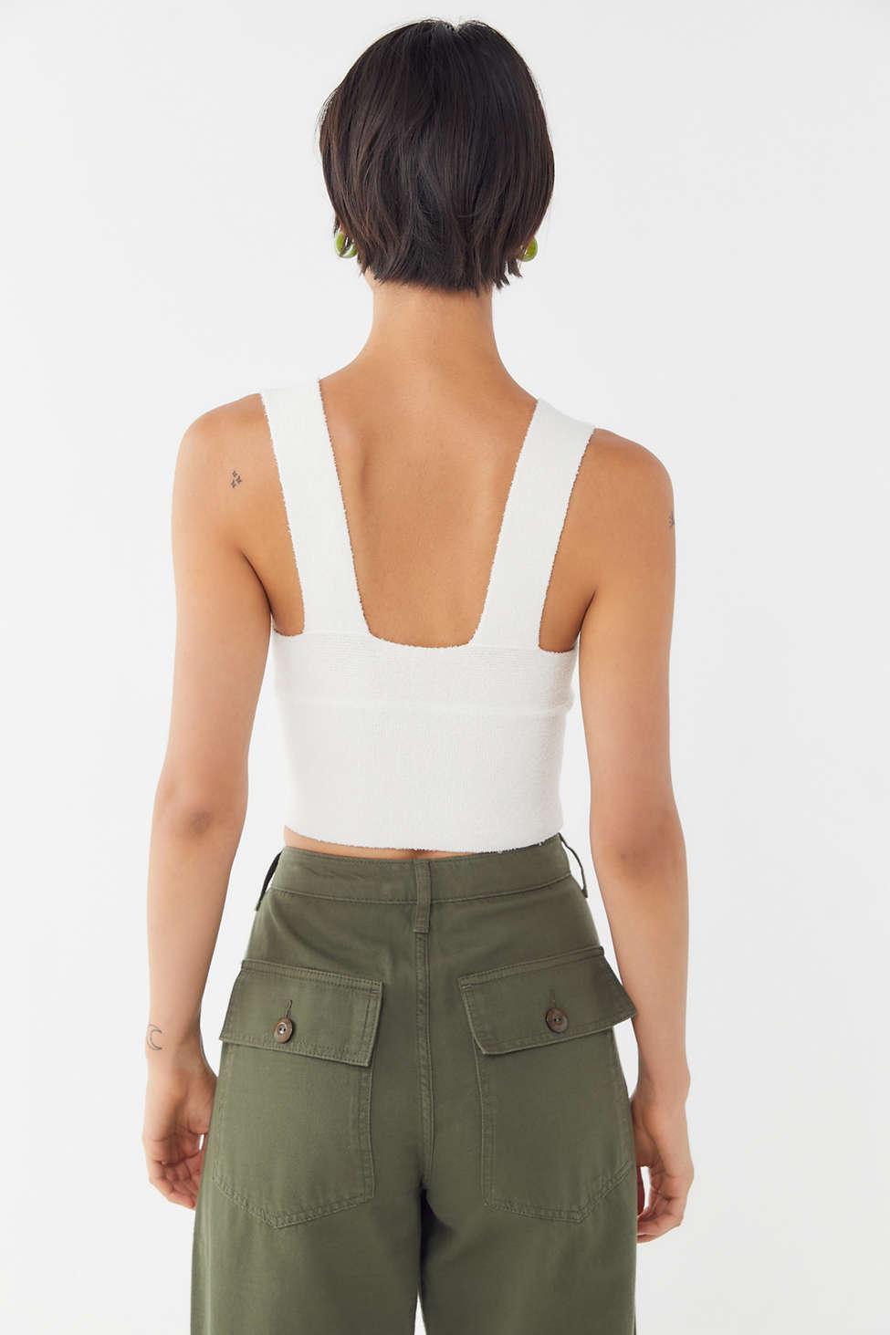 Urban Outfitters Synthetic Uo Sugar Cropped V-neck Tank Top in White | Lyst