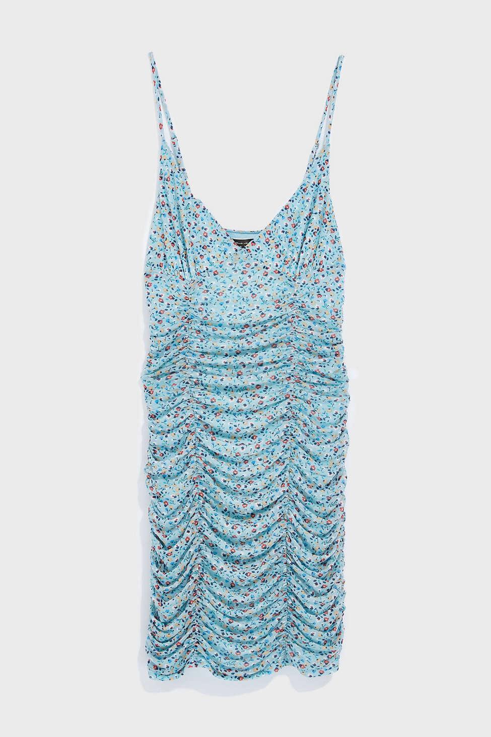 Uo Moonbeam Ruched Mesh Mini Dress 
