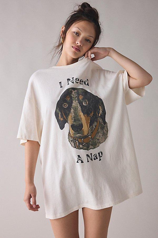 Kimchi Blue I Need A Nap Dog Graphic Oversized T-Shirt Dress in Natural |  Lyst