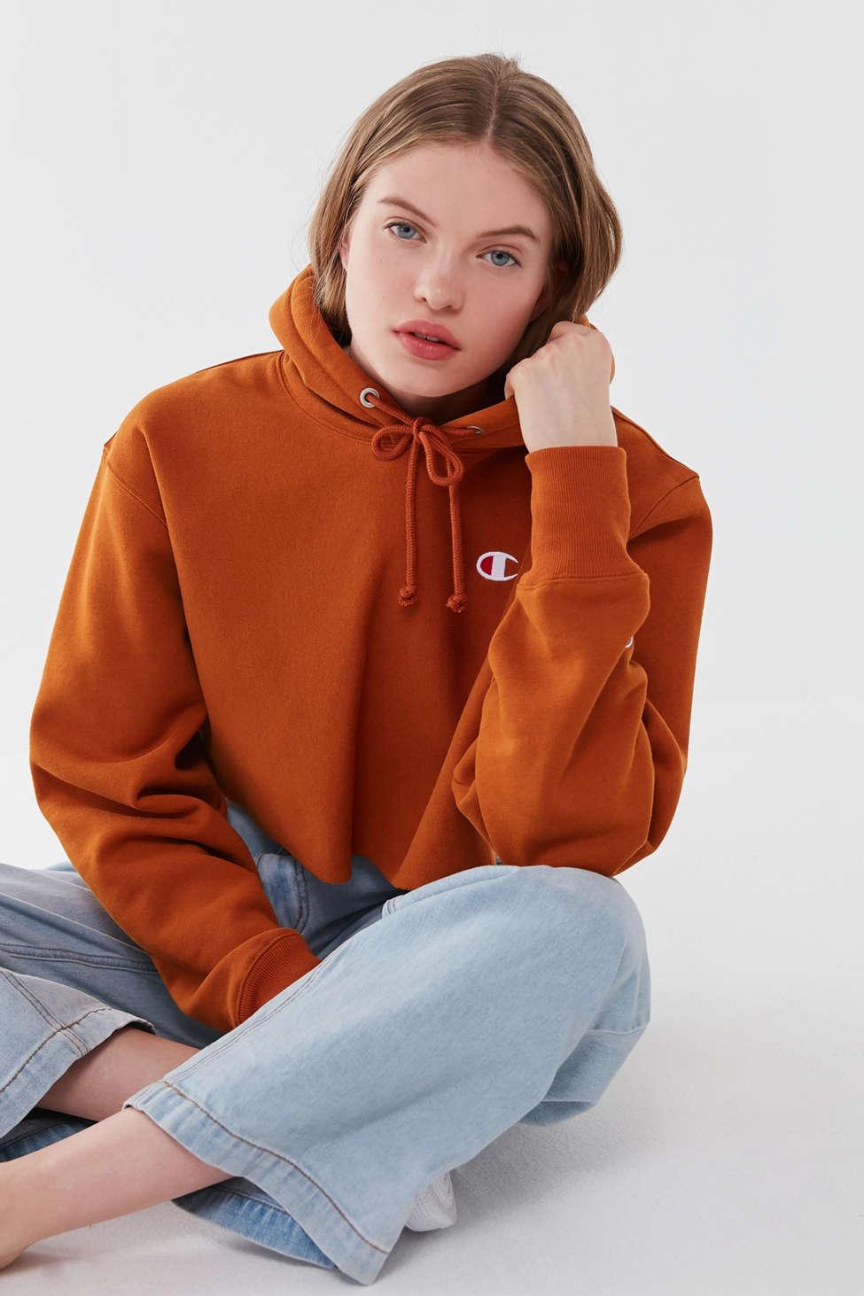 orange champion hoodie urban outfitters