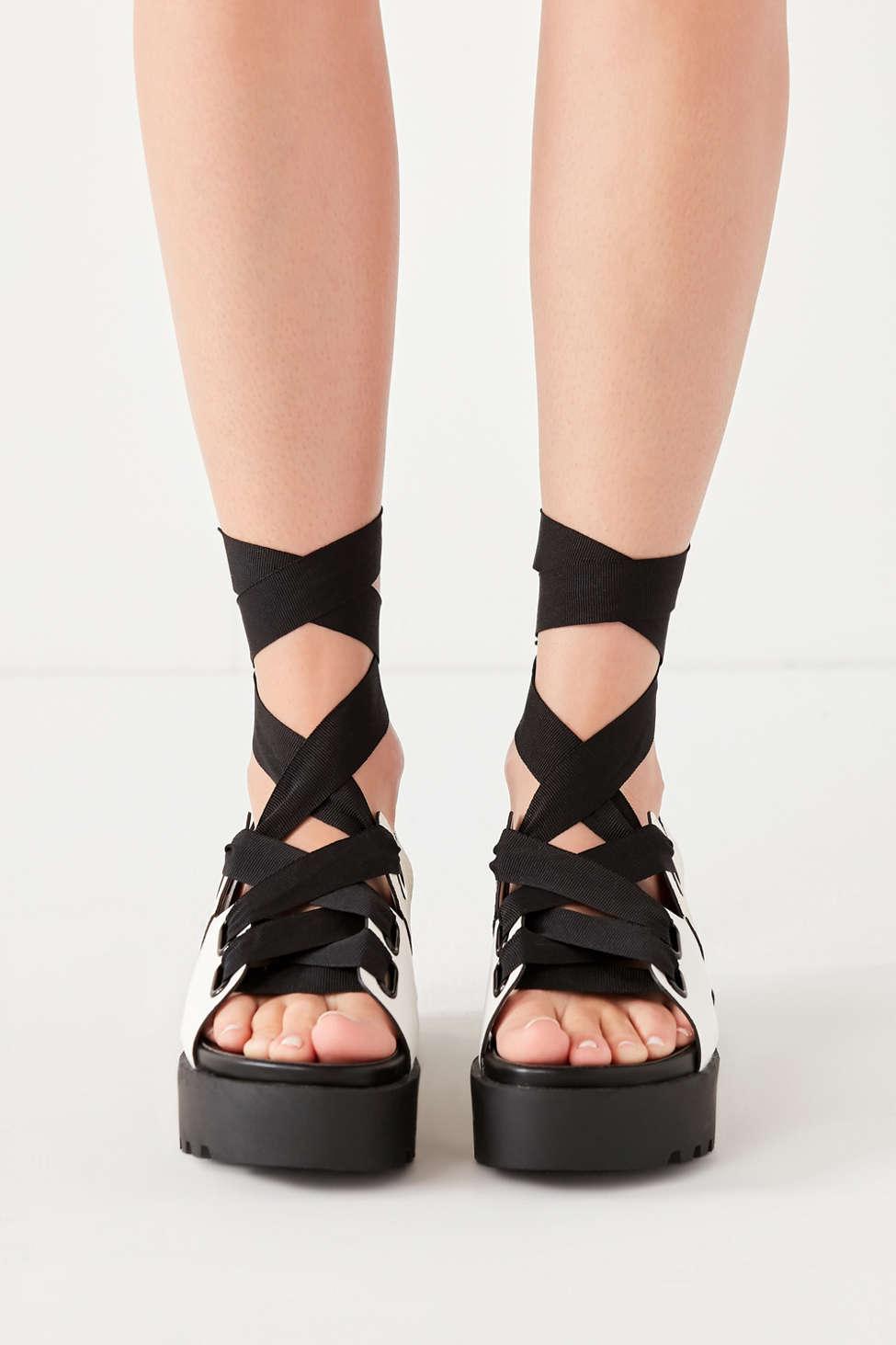 Urban Outfitters Cameron Ribbon Lace-up Platform Sandal in Black - Lyst