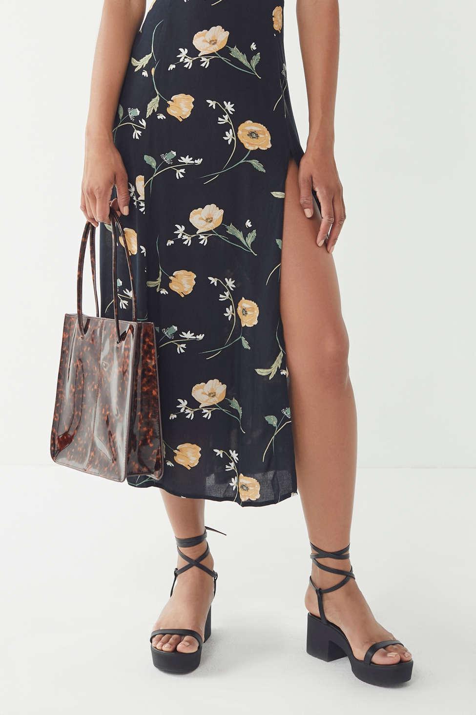 Uo Lindsey Floral Slit Maxi Dress 