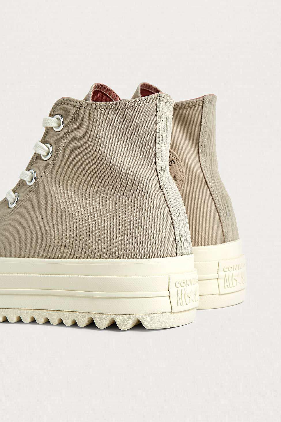converse chuck taylor all star lift ripple beige high top trainers