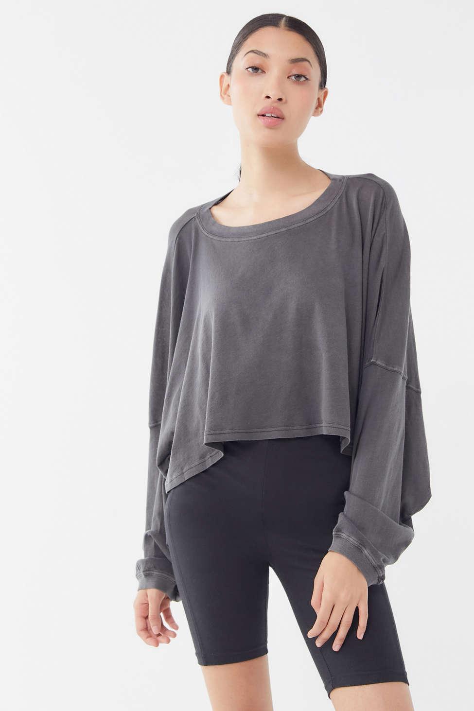 Out From Under Ella Long Sleeve Cropped Tee in Gray | Lyst