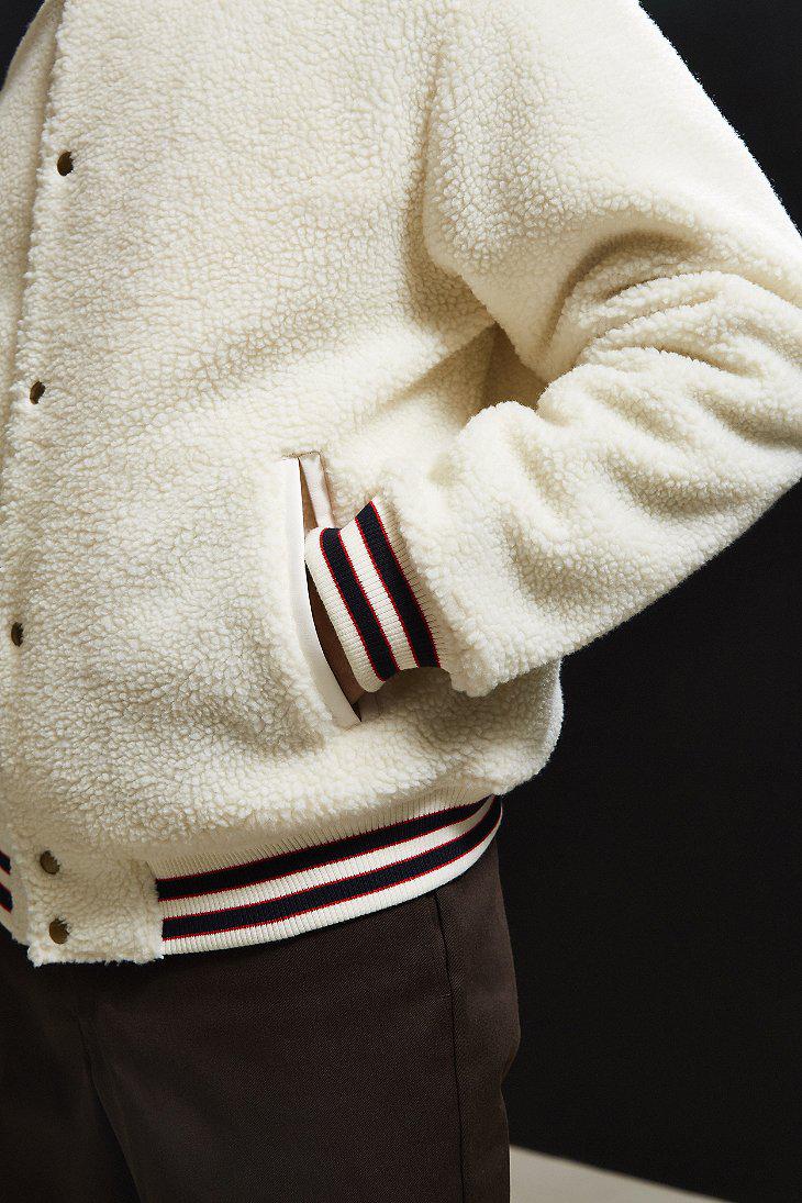 sherpa varsity bomber jacket
