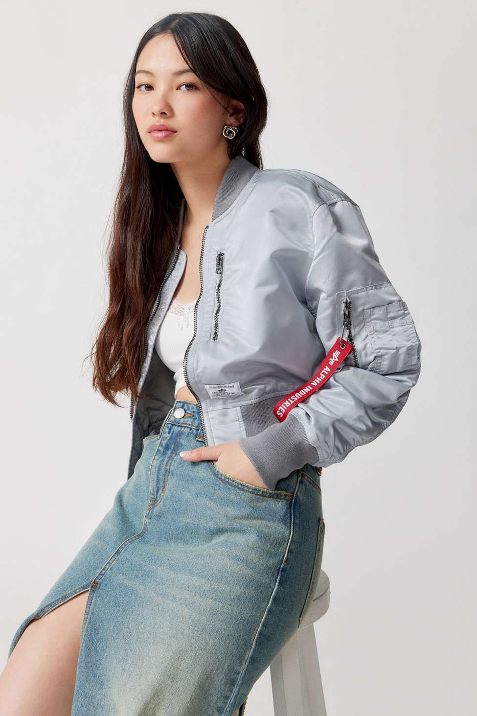 Alpha Industries L-2b Cropped Bomber Jacket in Blue | Lyst