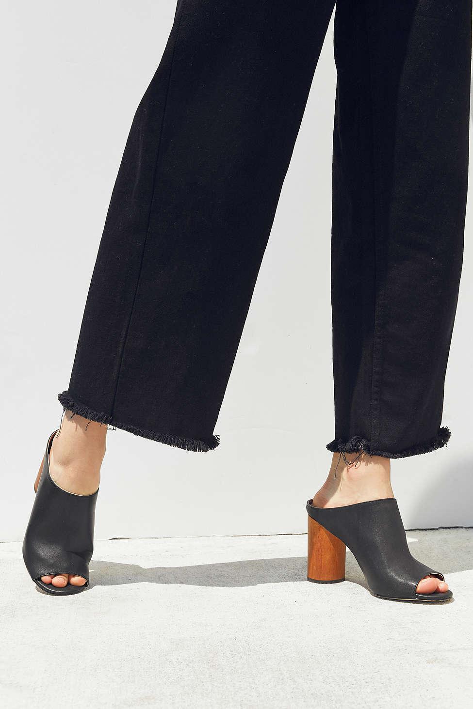 Urban Outfitters Wood Heel Mule in Black | Lyst