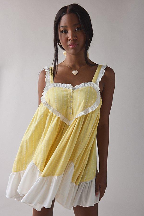 white christmas dresses Yellow Linen Fringe Trim Babydoll Dress – PinkBlush main image 1