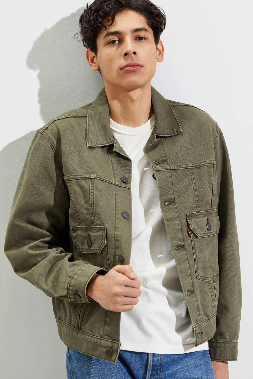 olive green levi's denim jacket