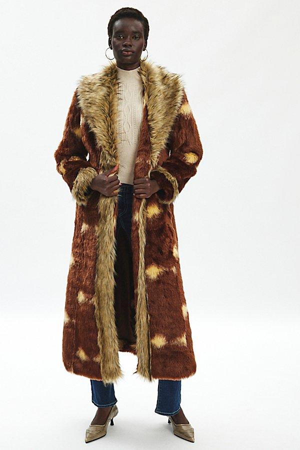 Silence + Noise Lexi Faux Fur Trim Longline Coat Jacket in
