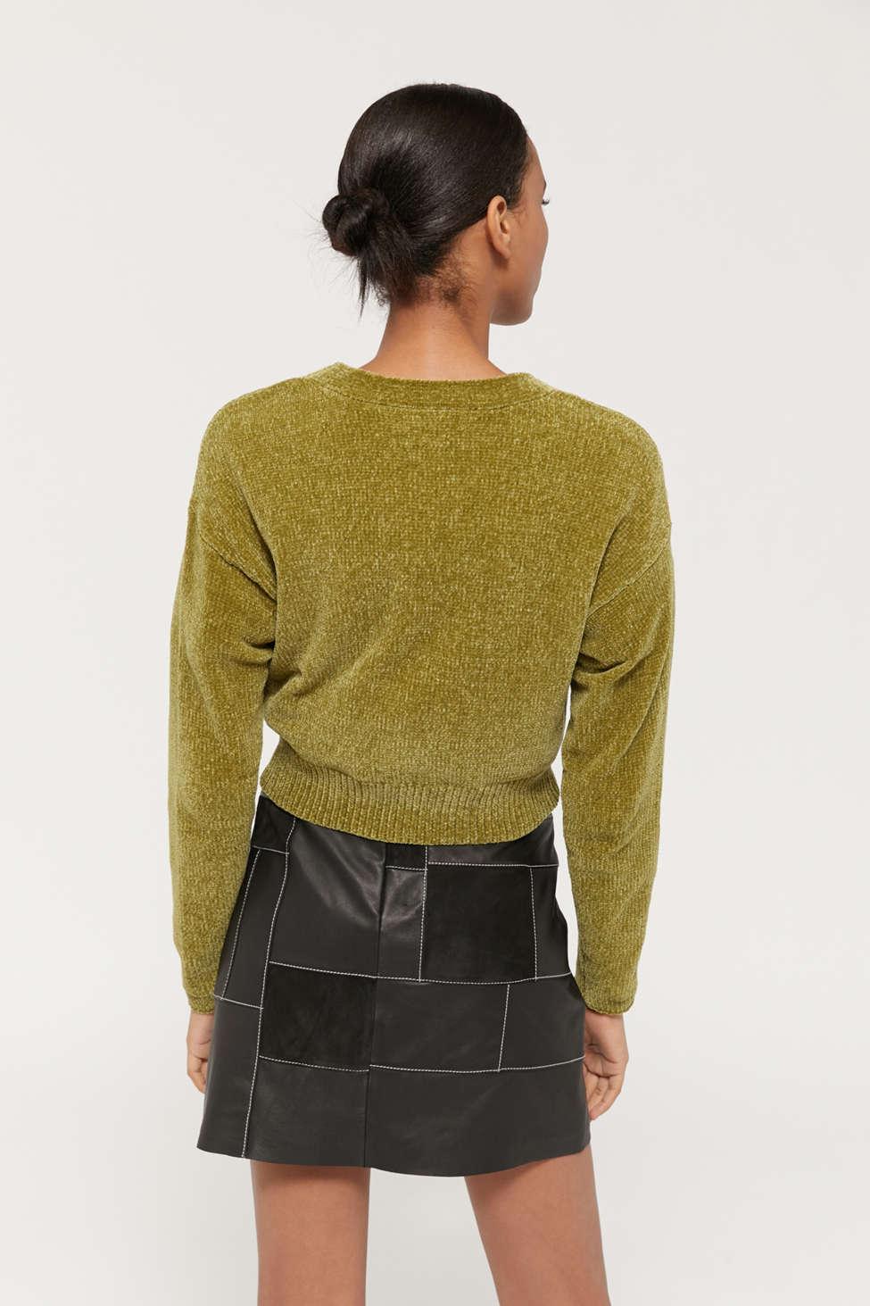 uo honey plush cropped cardigan