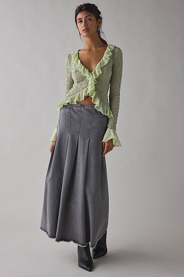 Kimchi Blue Libby Ruffle Trim Flyaway Lace Cardigan Top in Green