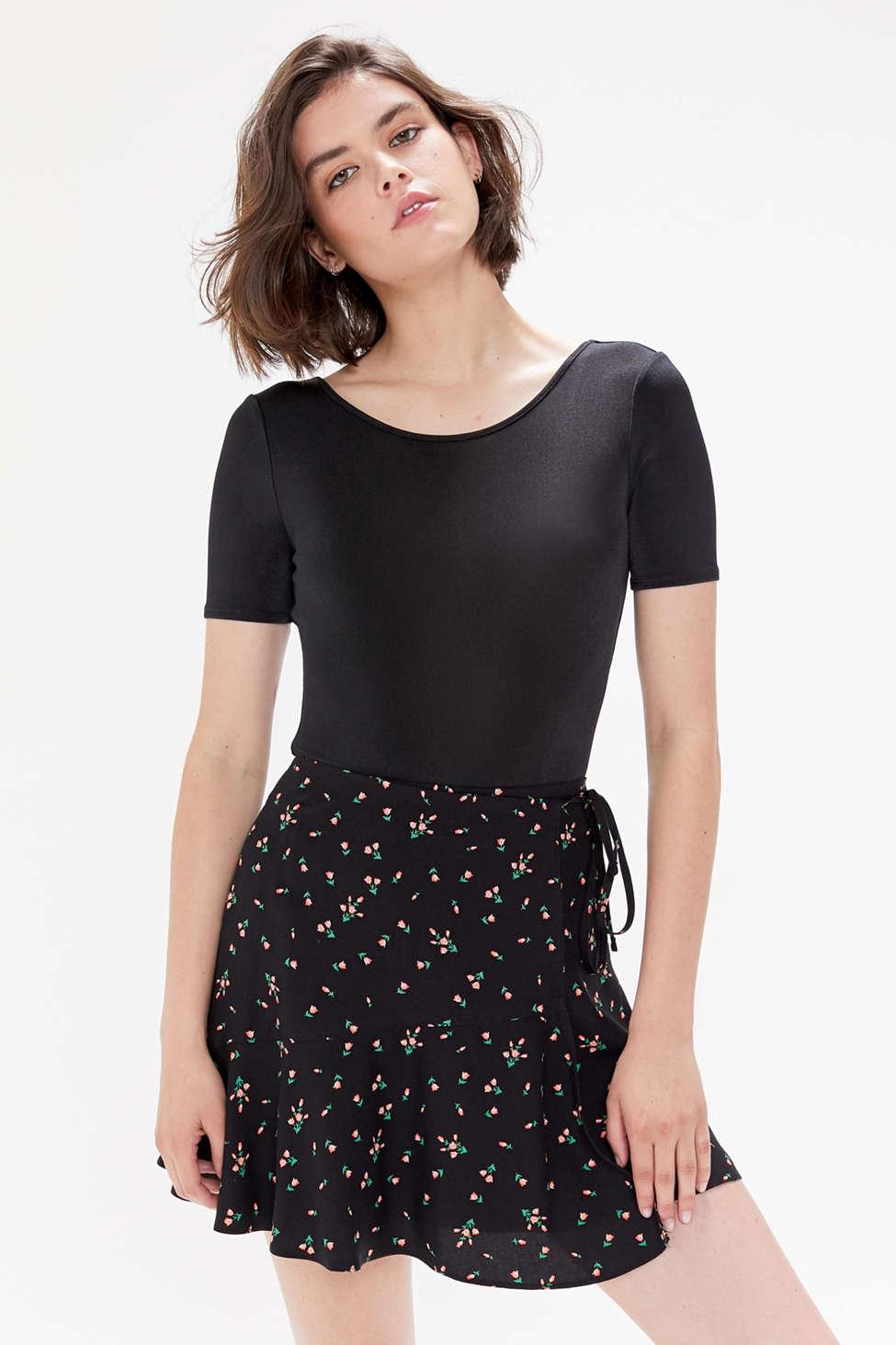 ruffle wrap mini skirt