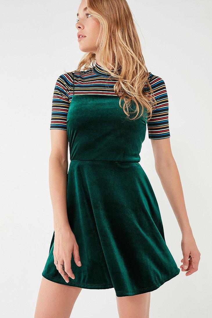 urban outfitters green velvet dress
