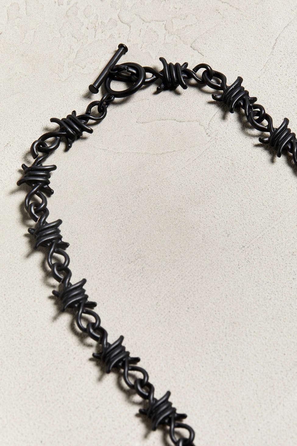 Urban Outfitters Barbed Wire Necklace in Black for Men - Lyst
