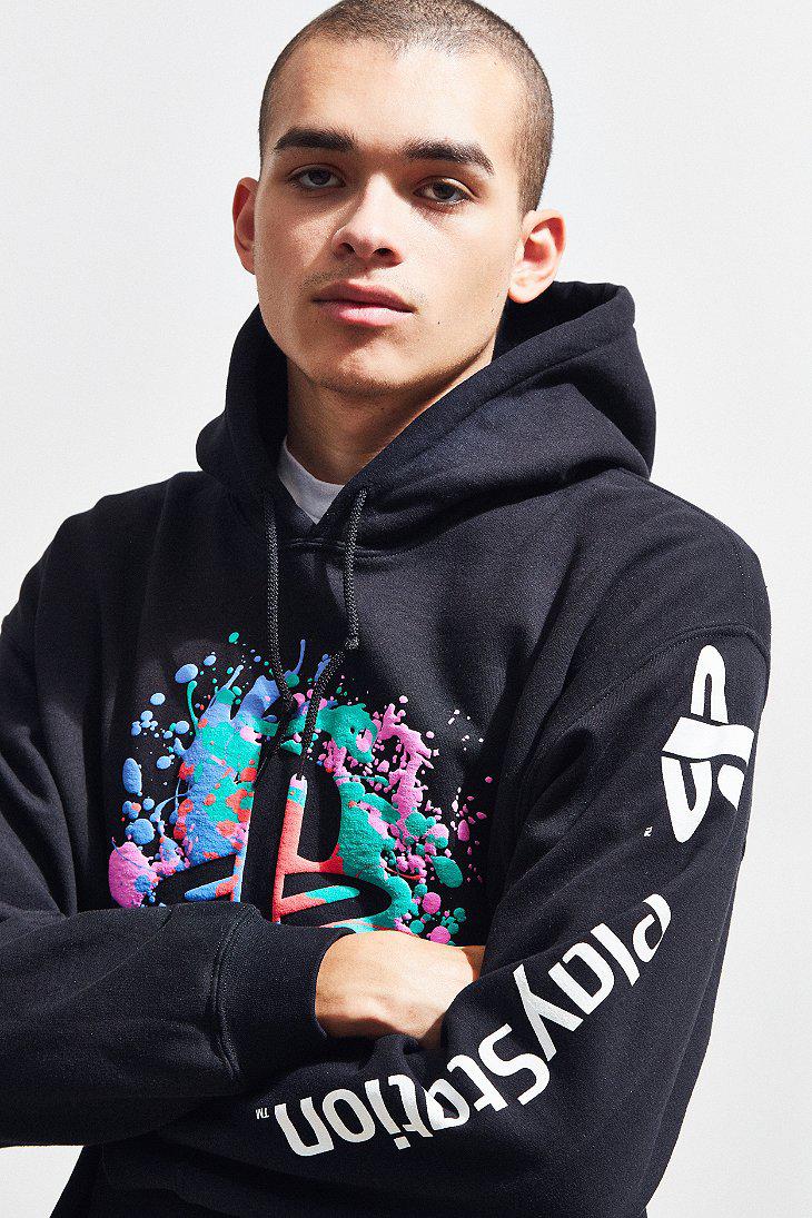Urban Outfitters Cotton Playstation Puff Applique Hoodie Sweatshirt in  Black for Men | Lyst