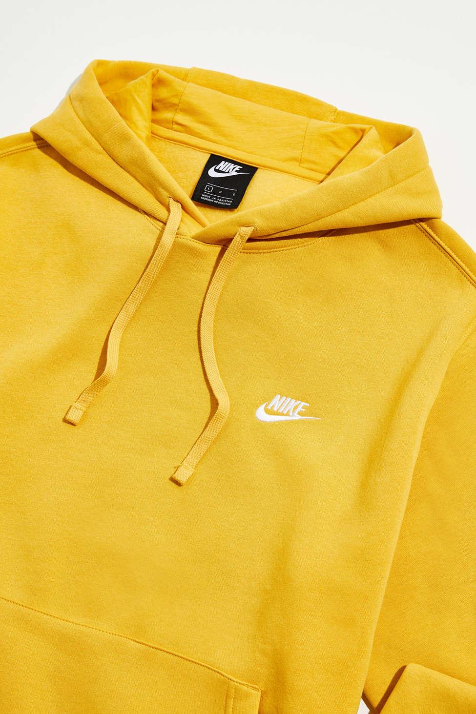 nike men's sportswear club fleece hoodie yellow