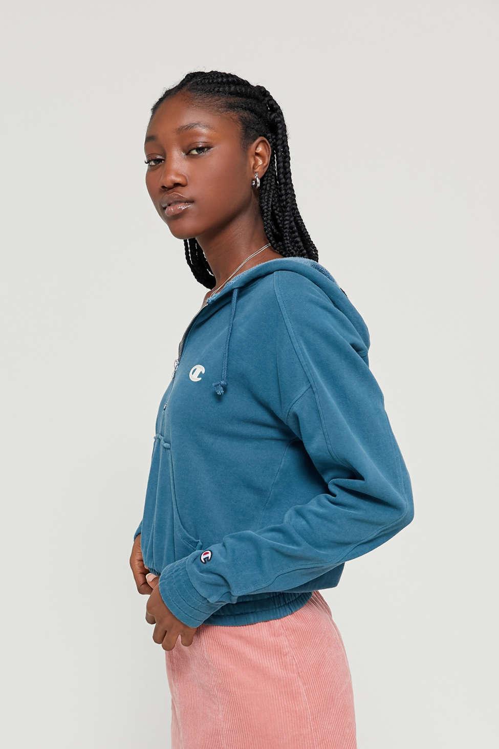 champion hooded half zip sweatshirt