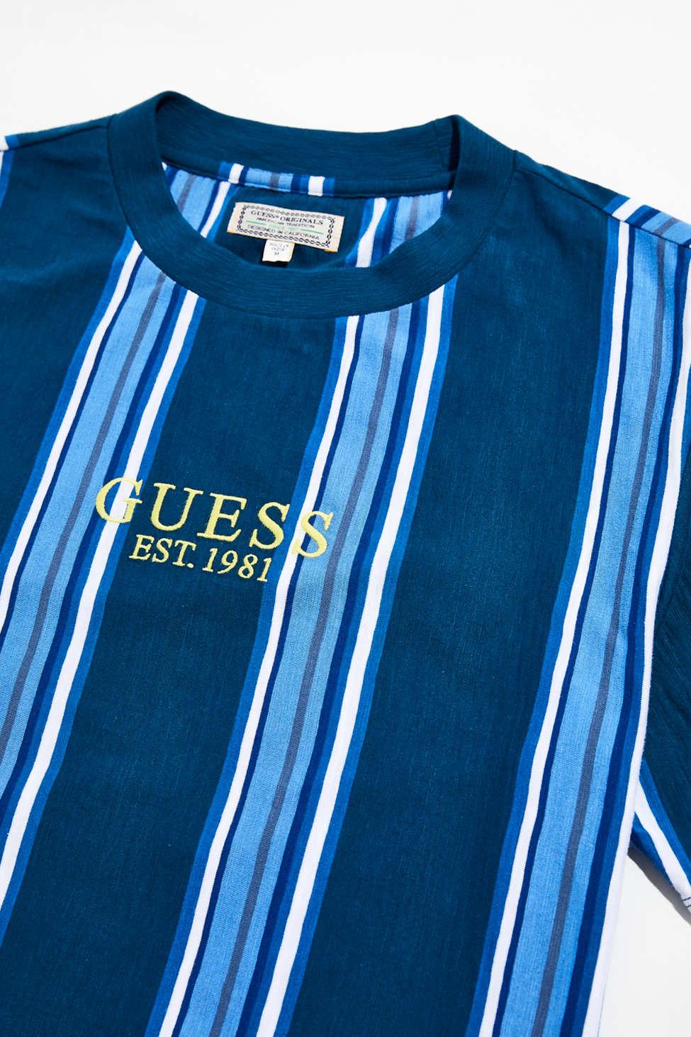 Guess Originals Uo Exclusive Marine Blue Stripe Tee for Men | Lyst