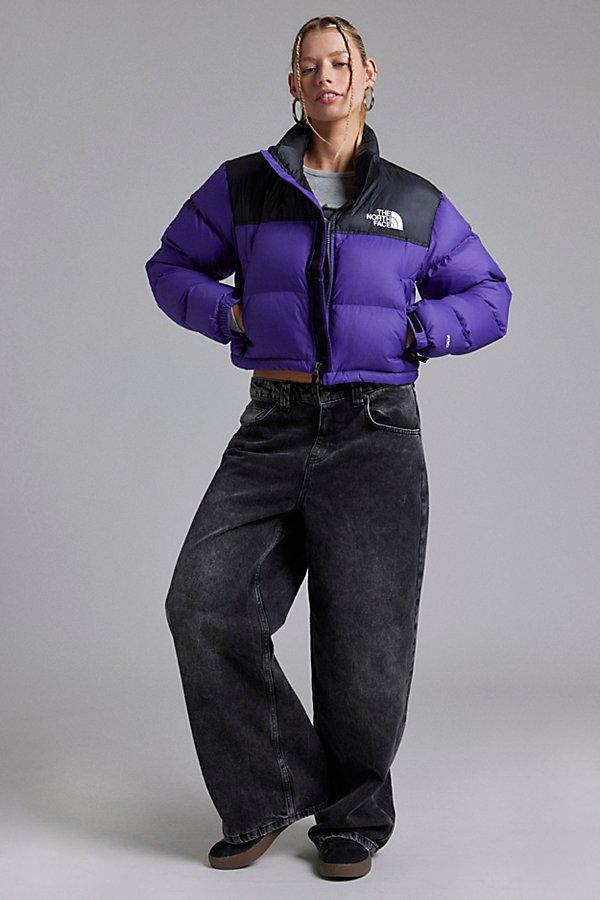 The North Face Nuptse Cropped Puffer Jacket in Purple | Lyst